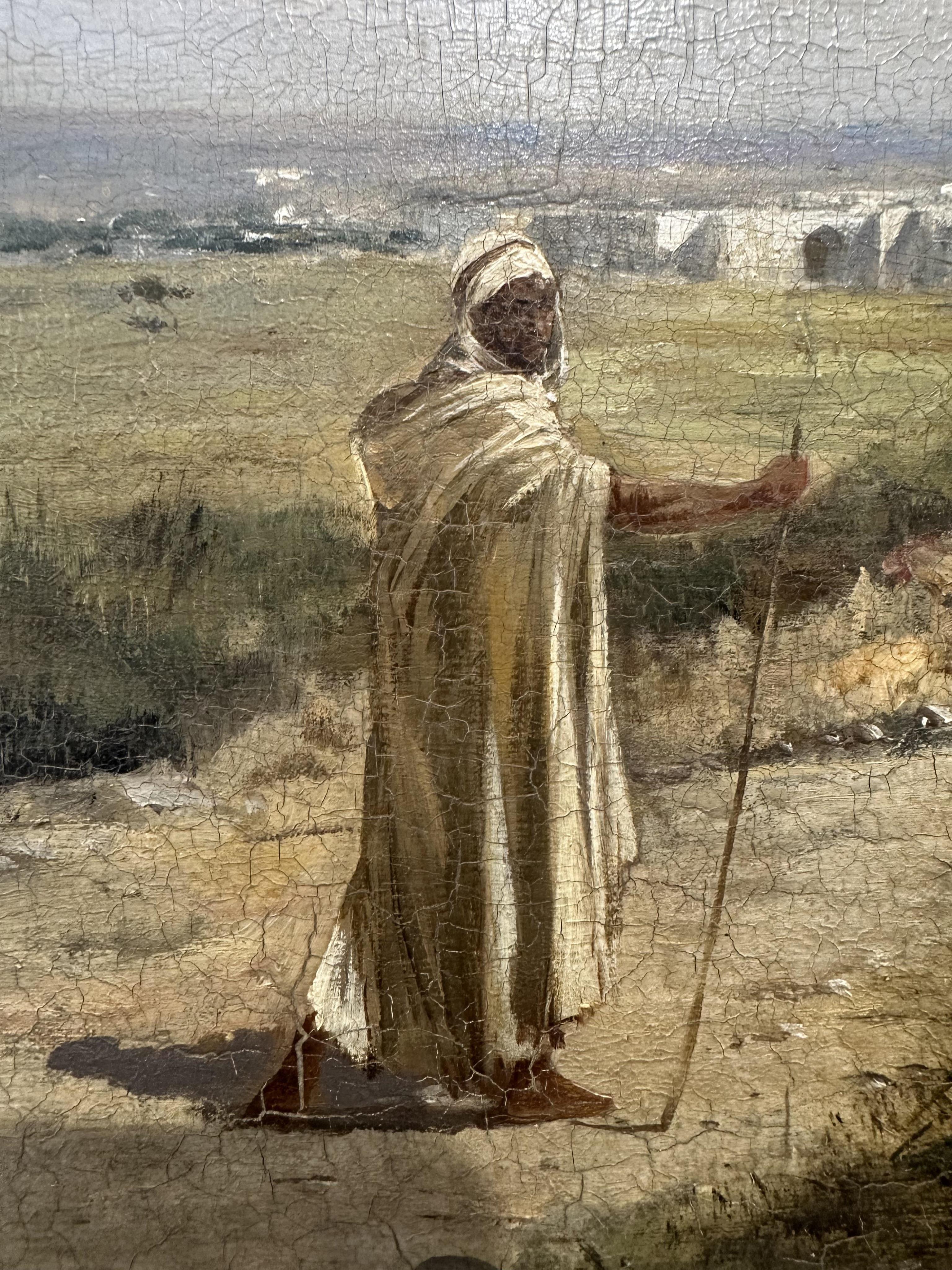 Victor-Pierre Huguet, French 1835-1902, Orientalist scene with Arabs on horseback